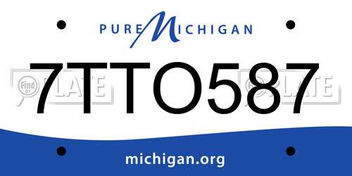 7TTO587 Michigan License Plate