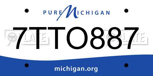 7TTO887 Michigan License Plate