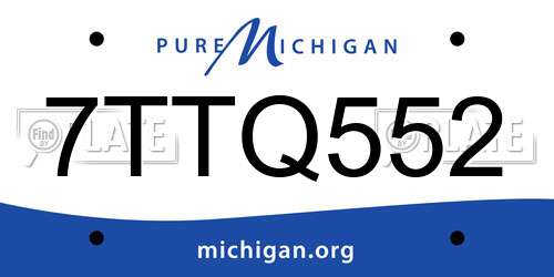 7TTQ552 Michigan License Plate