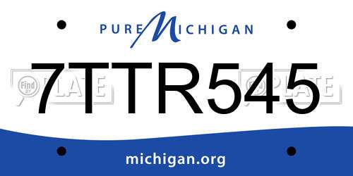 7TTR545 Michigan License Plate