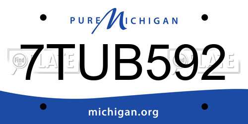 7TUB592 Michigan License Plate