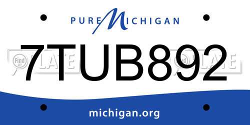 7TUB892 Michigan License Plate