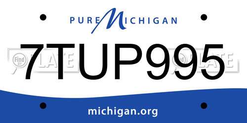 7TUP995 Michigan License Plate