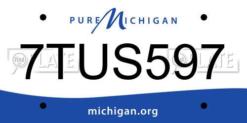 7TUS597 Michigan License Plate