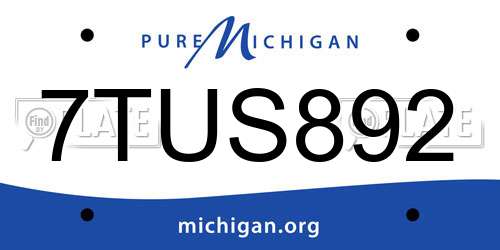 7TUS892 Michigan License Plate