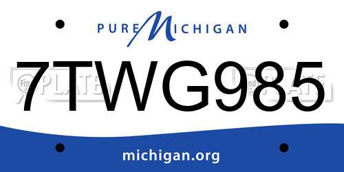 7TWG985 Michigan License Plate