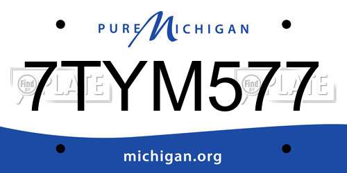 7TYM577 Michigan License Plate