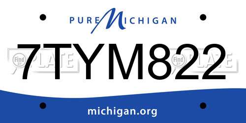 7TYM822 Michigan License Plate