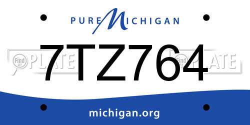 7TZ764 Michigan License Plate