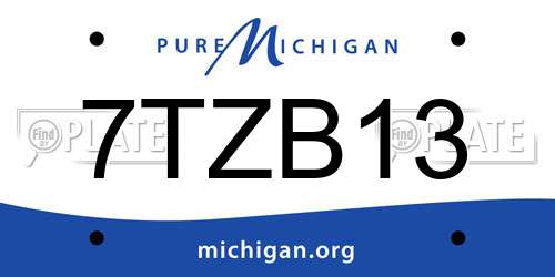 7TZB13 Michigan License Plate