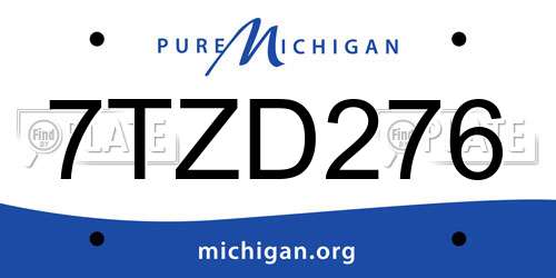 7TZD276 Michigan License Plate