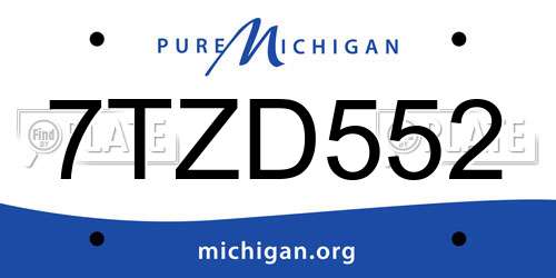 7TZD552 Michigan License Plate