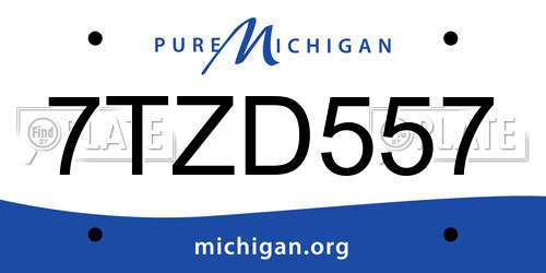 7TZD557 Michigan License Plate