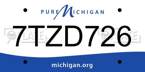 7TZD726 Michigan License Plate