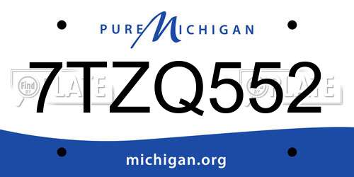 7TZQ552 Michigan License Plate