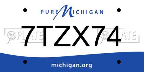 7TZX74 Michigan License Plate