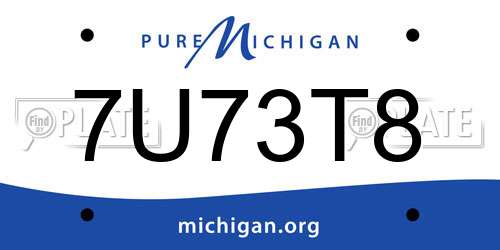 7U73T8 Michigan License Plate