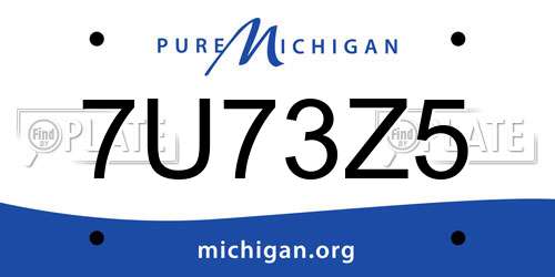 7U73Z5 Michigan License Plate