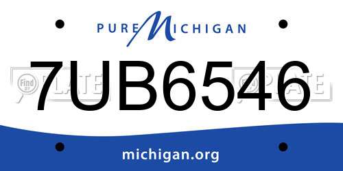 7UB6546 Michigan License Plate