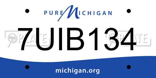 7UIB134 Michigan License Plate