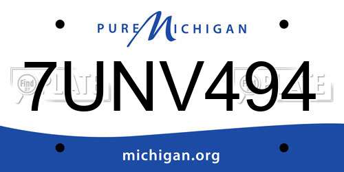 7UNV494 Michigan License Plate