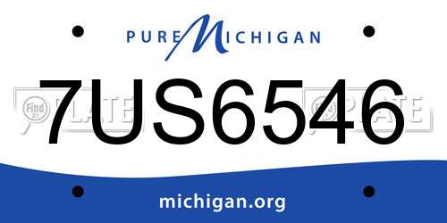 7US6546 Michigan License Plate