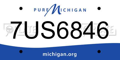 7US6846 Michigan License Plate