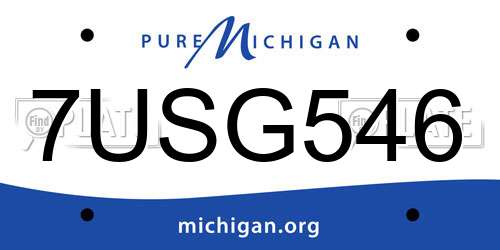 7USG546 Michigan License Plate