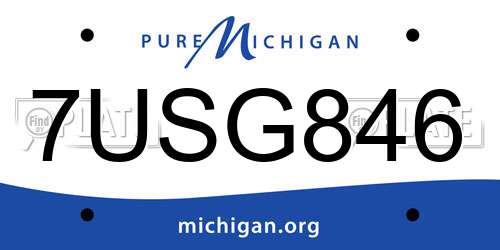 7USG846 Michigan License Plate