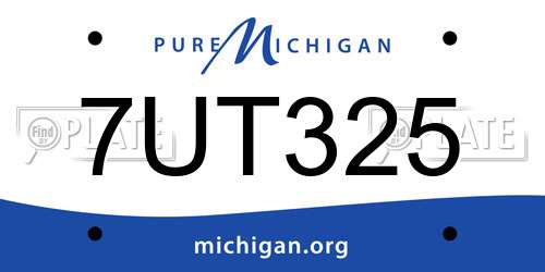 7UT325 Michigan License Plate
