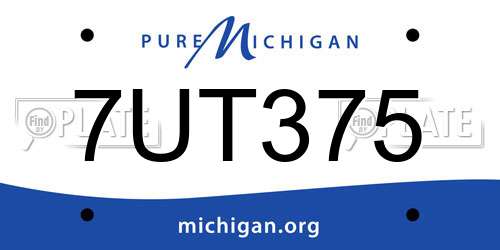 7UT375 Michigan License Plate