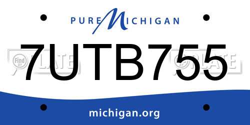 7UTB755 Michigan License Plate