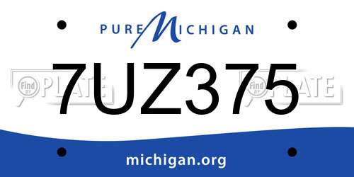 7UZ375 Michigan License Plate
