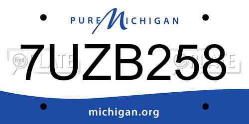 7UZB258 Michigan License Plate