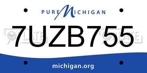 7UZB755 Michigan License Plate