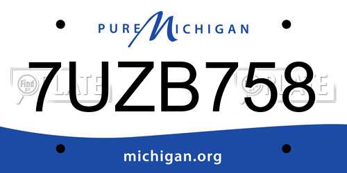 7UZB758 Michigan License Plate