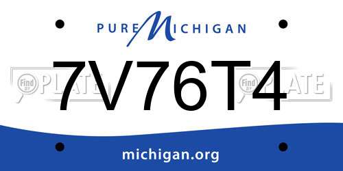 7V76T4 Michigan License Plate