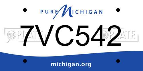 7VC542 Michigan License Plate