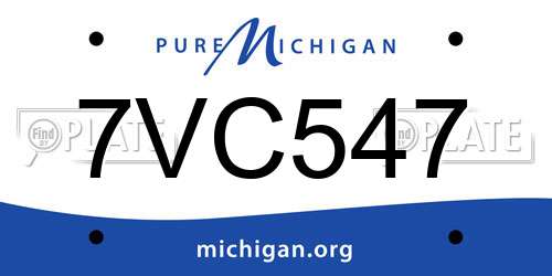 7VC547 Michigan License Plate