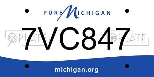 7VC847 Michigan License Plate