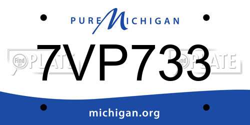 7VP733 Michigan License Plate