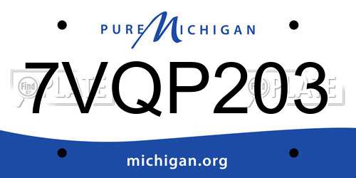 7VQP203 Michigan License Plate