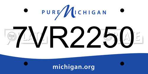 7VR2250 Michigan License Plate