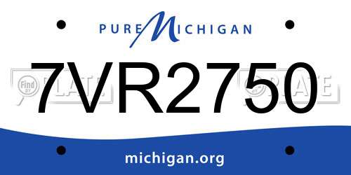 7VR2750 Michigan License Plate