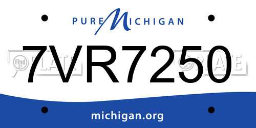 7VR7250 Michigan License Plate