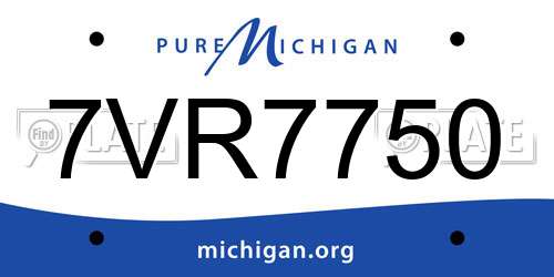 7VR7750 Michigan License Plate