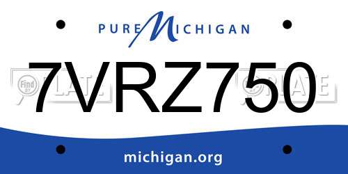 7VRZ750 Michigan License Plate