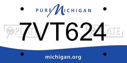 7VT624 Michigan License Plate