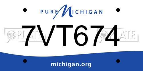 7VT674 Michigan License Plate