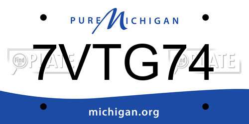 7VTG74 Michigan License Plate